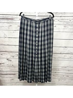 St. Michael Marks & Spencer Navy Blue & White Checkered A-Line Skirt Size 12